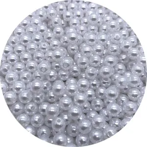 White ABS imitation pearl round beads, direct hole loose beads for DIY jewelry making crafts.