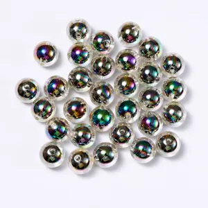 Colorful acrylic AB round beads for DIY handmade jewelry and phone strap making supplies.