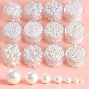 Handmade DIY Jewelry Making Materials ABS Imitation Pearl Round Loose Beads Straight Hole Beads For Bracelets Keychains