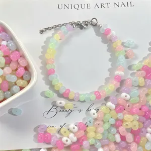 Acrylic jelly peanut beads DIY handmade bracelet necklace jewelry accessories colorful loose beads