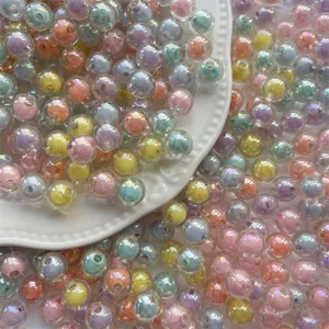 Colorful transparent acrylic beads dual layer AB color round beads for DIY jewelry making