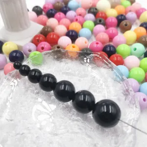 Perline rotonde solide macaron acrilico componenti per gioielli fai da te dettaglio