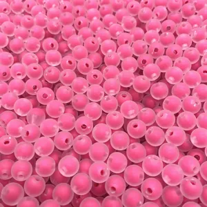 Rosa matte Acryl Rundperle Detailansicht fuer DIY handgemachte Armband Halskette Zubehoer