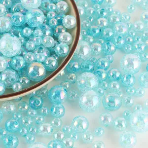 Acrylic crackle beads AB coated loose round beads for DIY handmade jewelry necklace making.