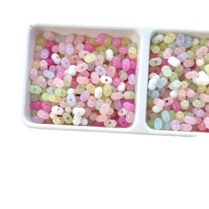 Acrylic jelly peanut beads bulk, mixed pastel colors DIY loose beads for handmade jewelry bracelets.