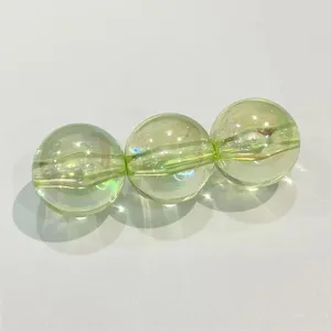Green AB color acrylic round beads for DIY jewelry making, phone charms, and bracelets.