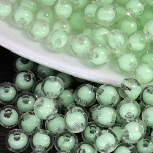 Acrylic round beads inner color green DIY handmade bracelet phone chain craft materials 8-16mm