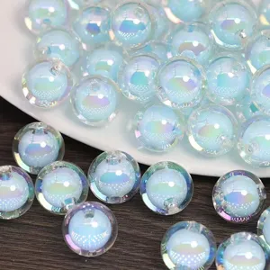 16mm Colorful UV Plated Acrylic Round Beads DIY Beading Accessories for Phone Chains