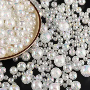 Acrylic crackle beads AB color plated round loose beads for DIY jewelry making and necklace crafts