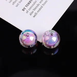 Acrylic transparent double-layer AB color round beads DIY jewelry making craft accessories.