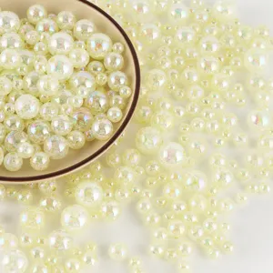 Acrylic cracked AB color electroplated round loose beads for DIY jewelry making accessories.