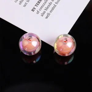Acrylic bead-in-bead AB colorful round loose beads for DIY bracelet jewelry making accessories