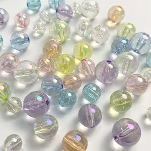 Transparent Acrylic AB Color Round Beads DIY Craft Loose Beads For Phone Chains Bracelets Handmade Jewelry Making