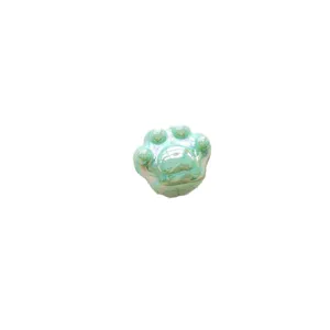 Iridescent green acrylic cat paw bead for DIY jewelry making, bracelet and phone chain.