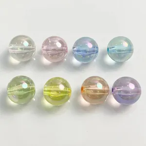 Acrylic transparent AB iridescent round beads for DIY phone chains and bracelets crafting.
