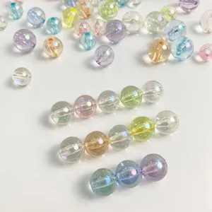 Transparent acrylic AB color-coated round beads for DIY bracelets and phone chains craft supplies