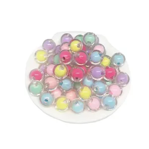 8-16mm acrylic spring color inner bead double layer round beads for DIY bracelet phone chains.