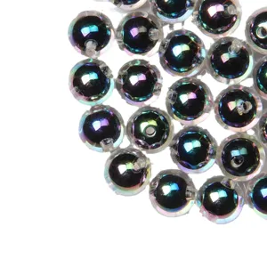 Colorful UV plated acrylic round beads 16mm DIY craft handmade jewelry making supplies.