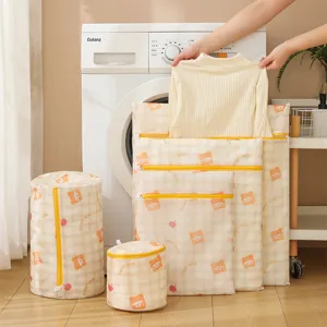 Bedrucktes Polyester Feinmaschiges Wäschenetz Süßes Bärenmuster Kleidungsschutz Waschbeutel Für Waschmaschine Mantel BH Socken Set