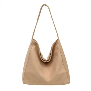 Casual suede shoulder bag large capacity retro tote bag stylish daily handbag new