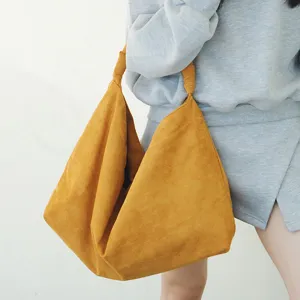 Women vintage suede tote bag large capacity casual shoulder hobo bag stylish daily commuting