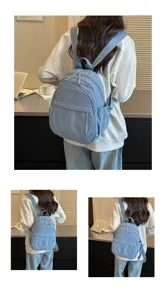 Lightweight nylon mini backpack for women, casual solid color daypack for commute.