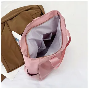 Large capacity nylon tote bag women shoulder bag casual commute handbag interior pockets detail
