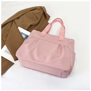 Large capacity nylon tote bag for women, casual minimalist shoulder and handbag for daily use.
