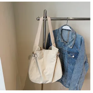 Minimalist nylon shoulder bag casual tote handbag for women daily commute lightweight design