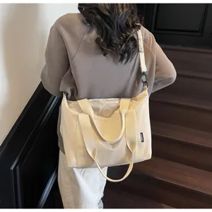 Grote capaciteit effen kleur canvas shopper casual commuter schoudertas voor vrouwen