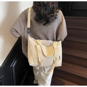 Casual canvas shopper schoudertas voor dames, grote capaciteit minimalistische tas.