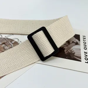 Replacement canvas bag strap with adjustable black metal slider buckle, durable and versatile.
