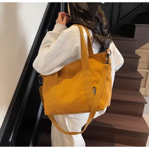 Grote gele tote tas, veelzijdige casual schouder- en crossbodytas voor dagelijks gebruik.