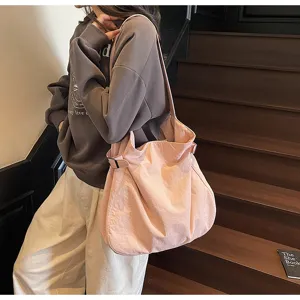 Minimalist lightweight nylon shoulder bag, casual commuter daily tote bag for women chic style.
