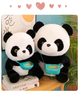Mignon ensemble de peluche panda poupée animal en peluche avec petit sac cadeau déco