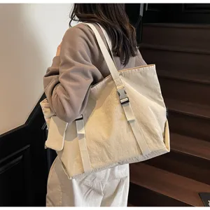 Large capacity canvas tote bag casual travel shoulder bag versatile trendy crossbody bag women
