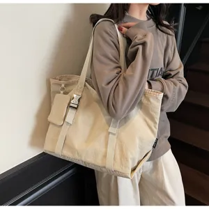 Large capacity canvas tote bag casual travel shoulder bag for women daily commute style