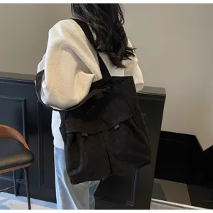 2025 new large capacity corduroy shoulder bag versatile tote student commuter casual handbag