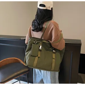 Large capacity canvas tote bag casual travel shoulder bag versatile outdoor cross body bag