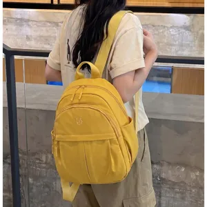 Women Fashion Lightweight Nylon Small Backpack Simple Casual Versatile Large Capacity Student School Bag For Daily Commute Travel