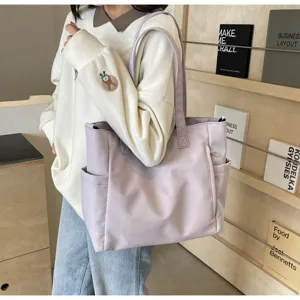 Waterproof nylon tote bag, large capacity casual shoulder bag for daily women use.