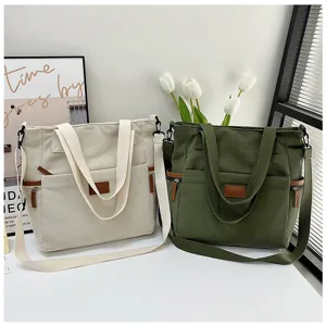 Corduroy large capacity tote bag stylish shoulder crossbody handbag casual student use