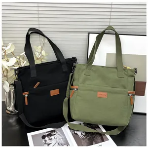 Corduroy tote bag women large capacity shoulder bag casual crossbody bag black and green