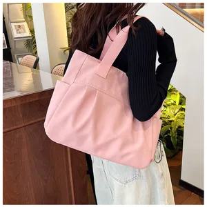 Large capacity nylon tote bag for women, casual shoulder bag and stylish commuting handbag.