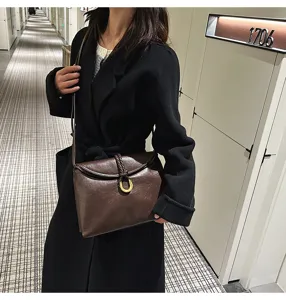 Women soft leather shoulder bag vintage brown envelope messenger bag elegant daily crossbody bag