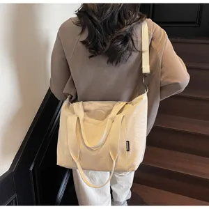 Grote casual canvas shopper tas effen kleur schoudertas crossbody tas voor dames dagelijks