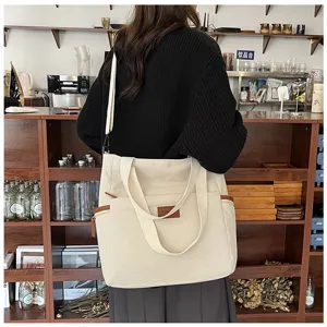 Women corduroy tote bag large capacity casual shoulder bag daily crossbody handbag stylish