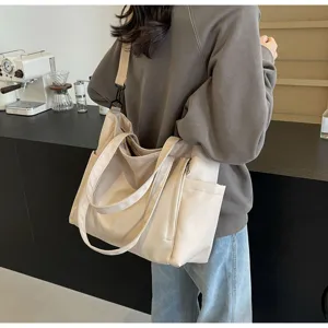 Casual waterproof nylon tote bag large capacity solid color shoulder crossbody bag main