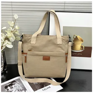Women Corduroy Tote Bag Large Capacity Casual Shoulder Bag Simple Handbag Crossbody Bag Daily Commuting Student Bag