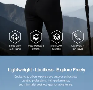 Close-up detail of lightweight outdoor hiking gear with breathable and water-resistant features.